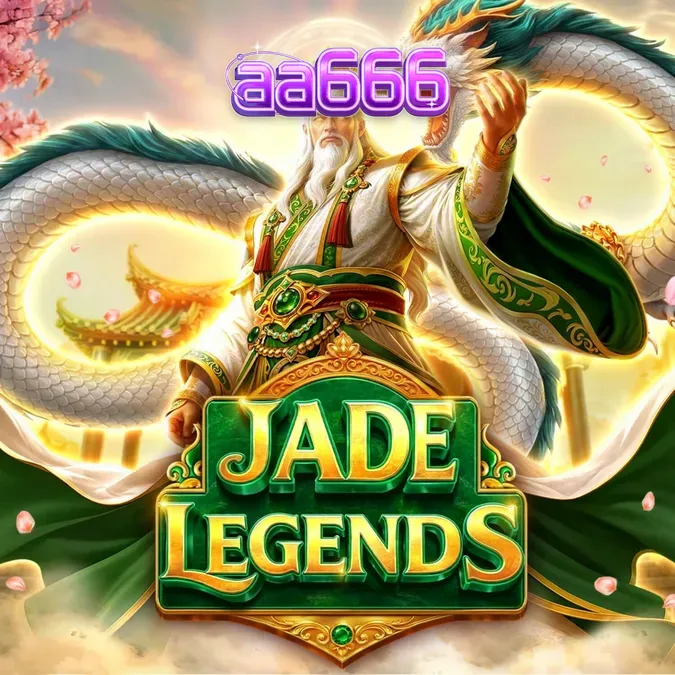 Tampilan visual slot Jade Legends dengan nuansa emas dan naga mistis